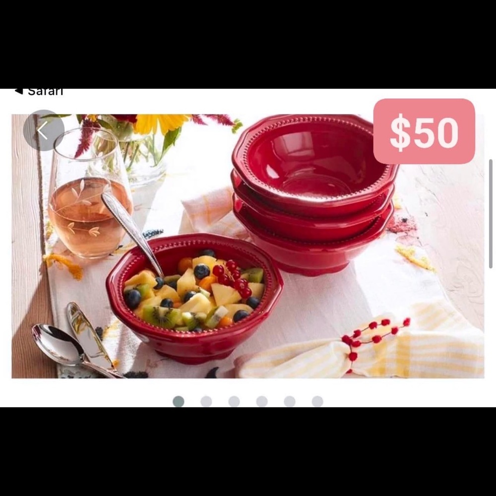 Nuevas set de 4 tazas y platos Marbella ruby